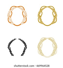 Wheat. Rye. Icons. Wicker icons. A wreath of ears