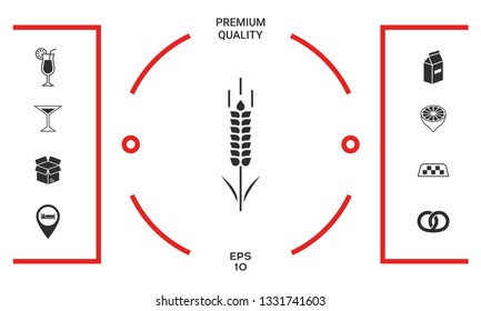 Wheat or rye spikelet symbol. Graphic elements for your design