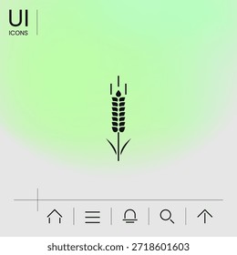 Wheat or rye spikelet symbol icon, elements for your design
