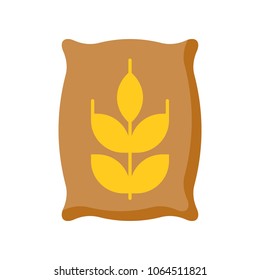 wheat  in sack, flat icon vector for gardening and farming
