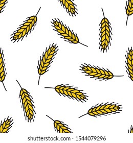 wheat seamless doodle pattern, vector illustration