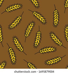 wheat seamless doodle pattern, vector illustration