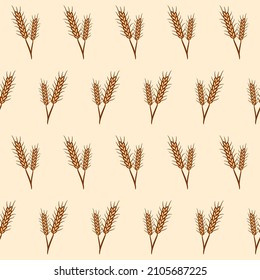 Wheat seamless pattern background hand drawn. Pattern of wheat ears