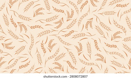 Wheat seamless pattern background. Rice or wheat ears endless wallpaper