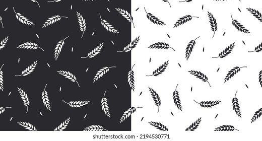 Wheat seamless pattern black and white background