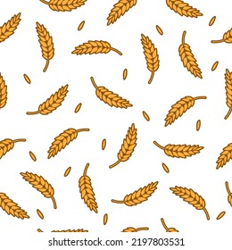 Wheat seamless pattern, farm or bread background