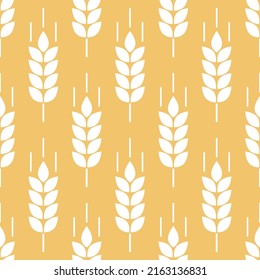 Wheat seamless pattern. Grain malt and barley, oat, rice, millet, maize, bran or corn. Beige ear background. Texture plant for design agriculture prints. Flour patern for bread. Vector illustration