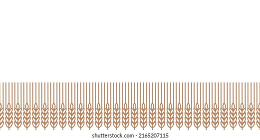 Wheat seamless pattern. Label with wheat ears silhouette on white background.