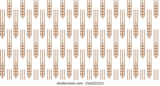 Wheat seamless pattern. Label with wheat ears silhouette on white background.