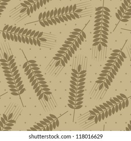 wheat seamless pattern on brown with dots