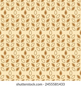 Wheat seamless pattern. Repeating gold grain. Oat background. Repeated flour patterns. Spike corn. Texture golden bakery. Repeat beer ear. Design for bread cereal prints. Millet. Vector illustration