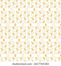 Wheat seamless pattern. Repeating grain wheats on white background. Repeated flour patterns. Spike corn. Bakery texture. Repeat beer ear. Design oat for bread cereal prints. Vector illustration