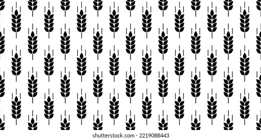 Wheat seamless pattern. Repeating malt texture. Repeated bakery background. Repeat barley grain for design prints. Agriculture motif. Simple bread border wallpaper. Outline wheat. Vector illustration