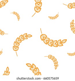 Wheat seamless pattern. Vector illustration on isolated background.