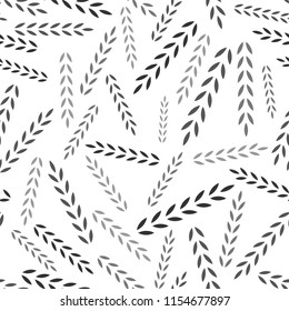 Wheat seamless pattern. Vector seamless pattern with silhouettes of wheat ears. Whole grain, natural, organic background for bakery package, bread products. Vector illustration. Corn texture.
