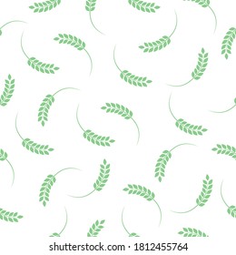 Wheat seamless pattern white background. Wheat green agriculture texture vector illustration