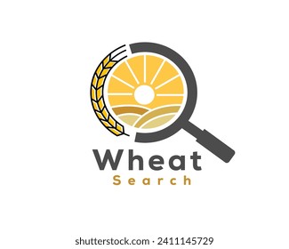 wheat search rice field logo icon symbol design template illustration inspiration