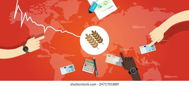 wheat seed crop grain price goes down drop decrease cheap in global commodity market trade export transaction 