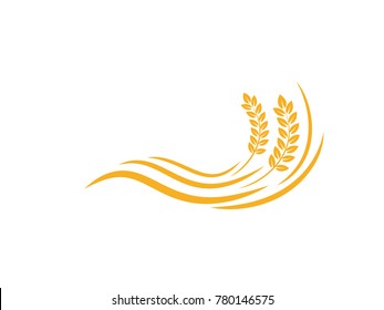 wheat seed food cereal brew vector logo design 