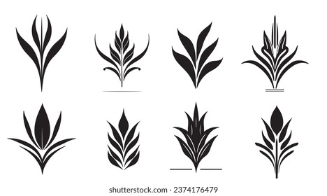 Juego de símbolos y signos de trigo. Juego de iconos de las orejas, dibujado a mano. Estilo lineal de contorno vectorial. no ai