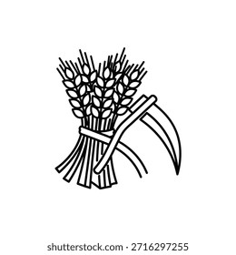 Wheat Sheaf with Sickle Illustration