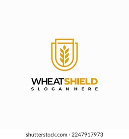 wheat shield logo designs concept vector, Grain logo template symbol
