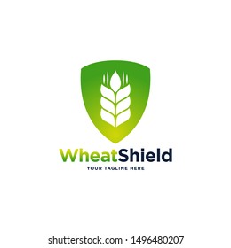 Wheat and Shield logo. Grain wheat logo design. Wheat emblem.