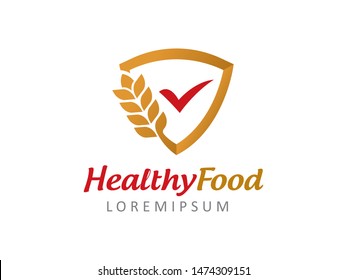 Wheat and shield logo symbol or icon template