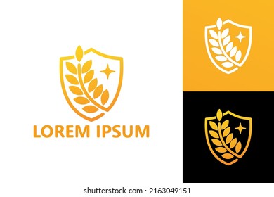 Diseño vectorial de la plantilla del logotipo del escudo de trigo