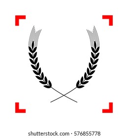 Wheat sign illustration. Black icon in focus corners on white background. Isolated.