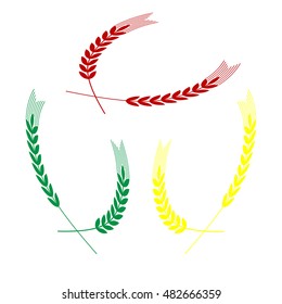 Wheat sign illustration. Isometric style of red, green and yellow icon.