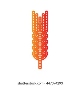 Wheat sign illustration. Orange applique isolated.