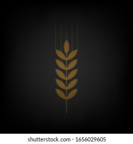 Wheat sign illustration. Spike. Spica. Icon as grid of small orange light bulb in darkness. Illustration.
