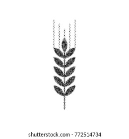 Wheat sign illustration. Spike. Spica. Vector. Black icon from many ovelapping circles with random opacity on white background. Noisy. Isolated.