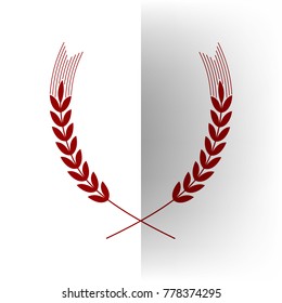 Wheat sign illustration. Spike. Spica. Vector. Bordo icon on white bending paper background.