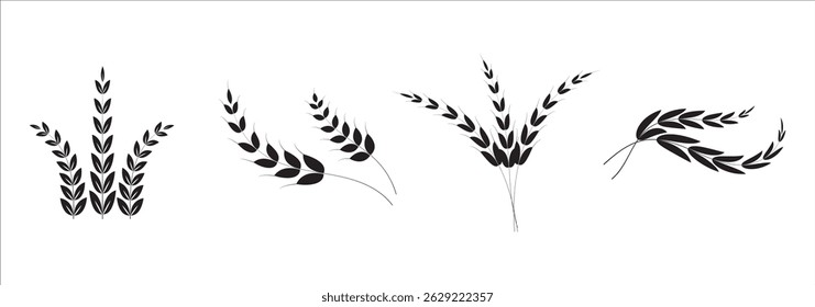 Wheat silhouette collection. Ear of wheat symbols. Wheat icon.  eps 10