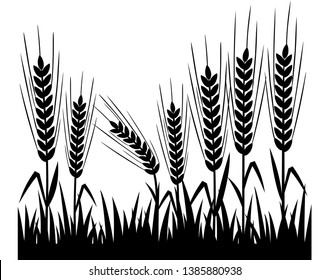 Wheat. Silhouette of wheat field. Natural vector illustration.