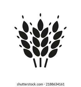 Wheat silhouette icon, ear, grains of wheat vector cut silhouette for social media.