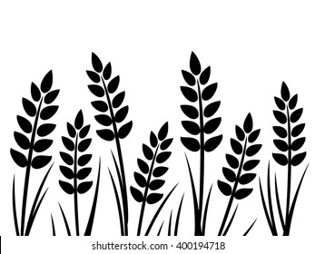 Wheat Silhouette Isolated On White Background.