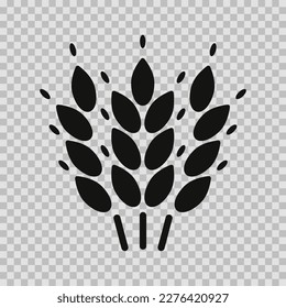 Wheat silhouette symbol, vector cut glyph, Wheat sign on transparent background.