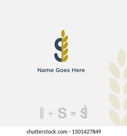 wheat and silos simple flat logo design