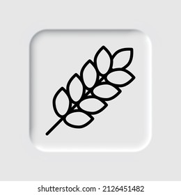 Wheat simple icon. Flat desing. Neumorphism design.ai