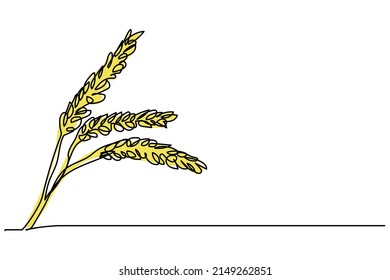 wheat single hand drawn continuous line illustration vector design