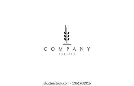 Wheat Spike Abstract Black vector logo design