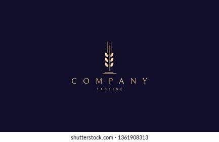 Wheat Spike Abstract Gold vector logo design