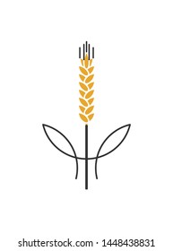 Wheat spike. Design element for bakery, brewing, wheat products. Line icon, symbol, sign.