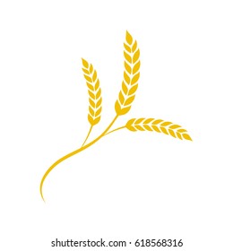 Wheat spike in flat style. Agriculture wheat