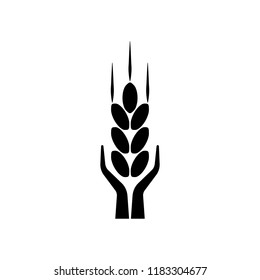 Wheat spike. Grain plant silhouette. Wheat logo. Template vector icon.
