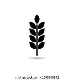 Wheat Spike. Grain Plant Silhouette. Cereals Icon Of Rice, Wheat, Corn, Oats, Rye, Barley On White Background. Ears Of Wheat. Bread Symbols. Agriculture Symbol. Vector Illustration.