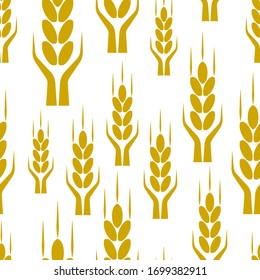 Wheat spike. Grain plant silhouette. Wheat pattern. Template vector. Vector stock illustration